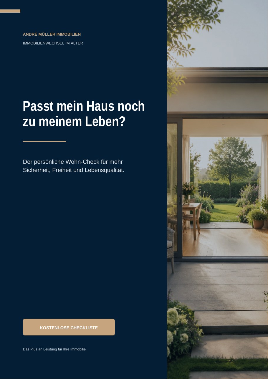 Cover des Ratgebers von Andre Müller Immobilien: Wenn Pflege oder Umzug die Wohnsituation verändern – Orientierung für Eigentümer und Angehörige