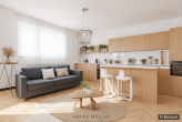 Wohnzimmer mit Küche-KI